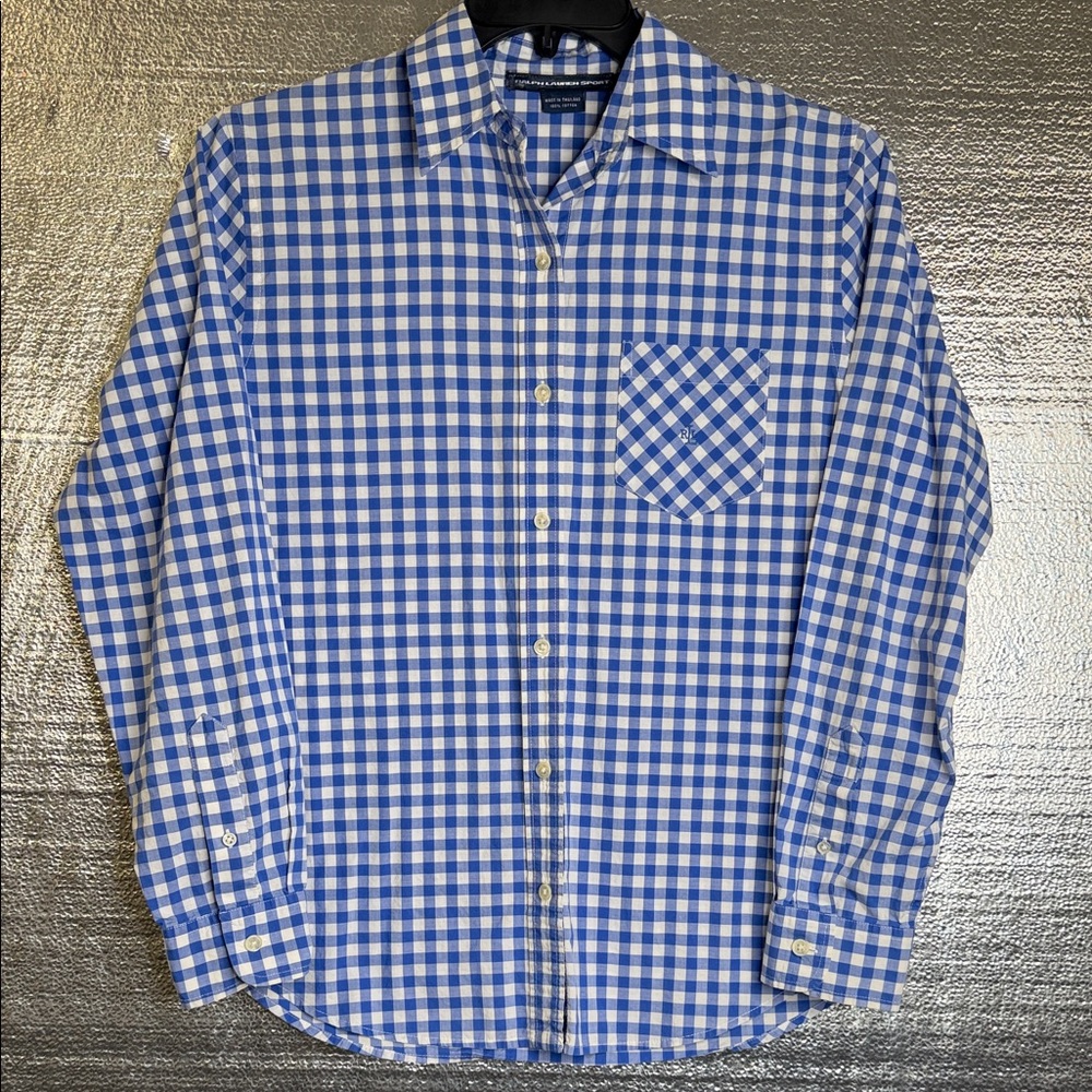 Ralph Lauren Sport Blue and White Plaid Shirt